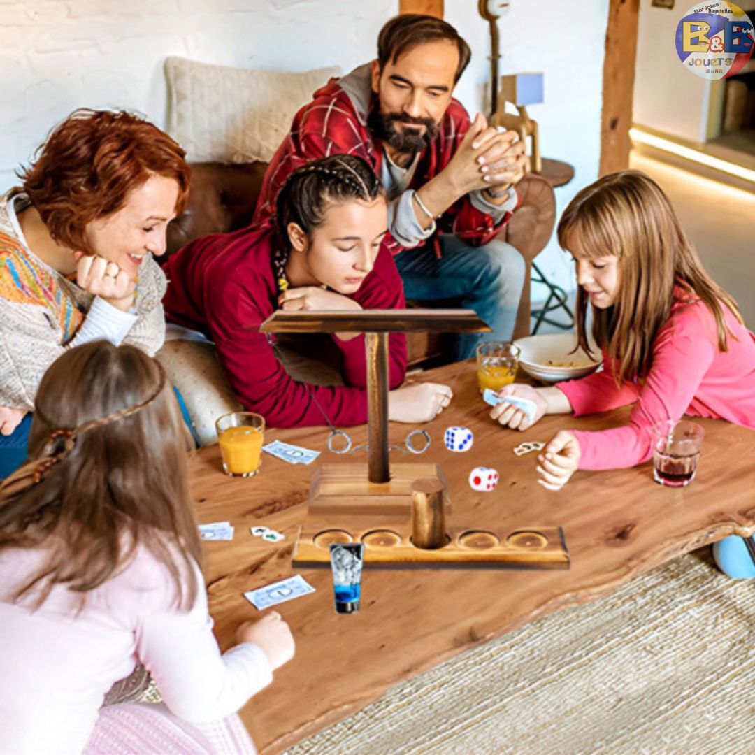 Jeu de Société en Bois : Lancer d'Anneaux