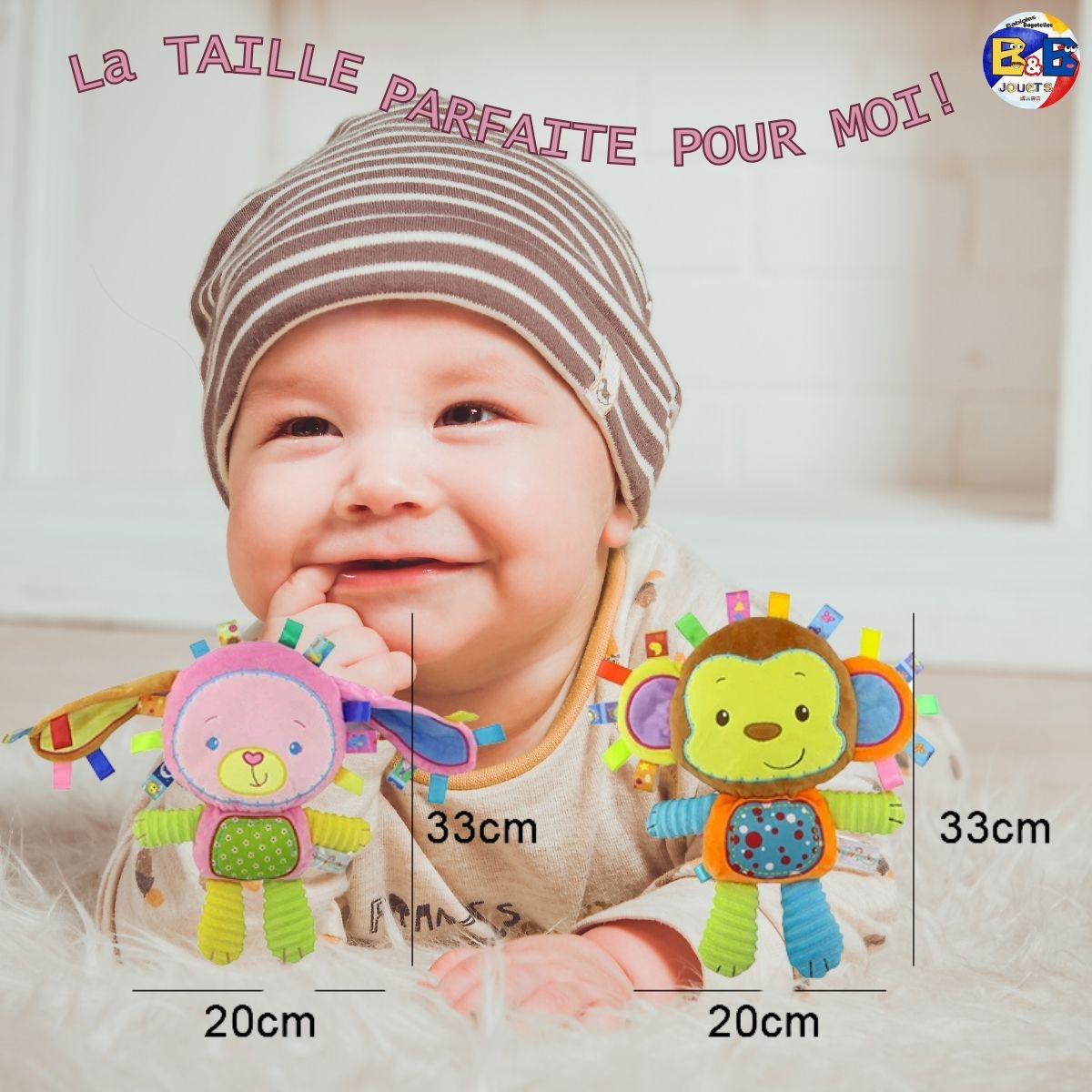 🤶🏼Peluche Sensorielle, HOCHET À MAIN | BÉBÉ TOUT-DOUX™