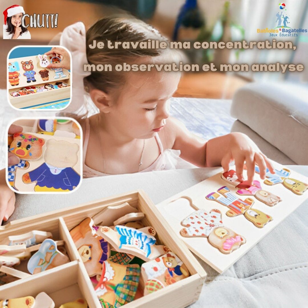 🎄🧩🧮Puzzle en bois éducatif amusant(1an à 4 ans) | puzzle en bois bébé Ourson™