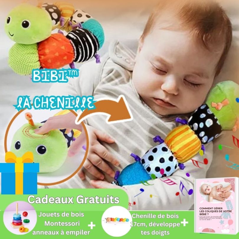 Poupée coussin musical👶🏼 jouet sensoriel éducatif| Bibi™ la chenille musicale