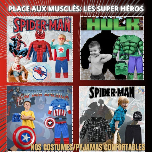 Deguisement Halloween Enfant :4 costume pyjama de super héros