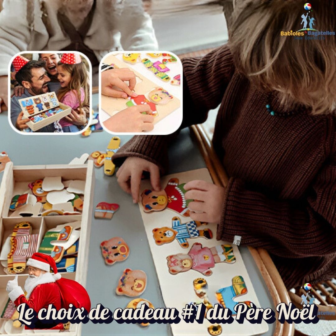 🎄🧩🧮Puzzle en bois éducatif amusant(1an à 4 ans) | puzzle en bois bébé Ourson™