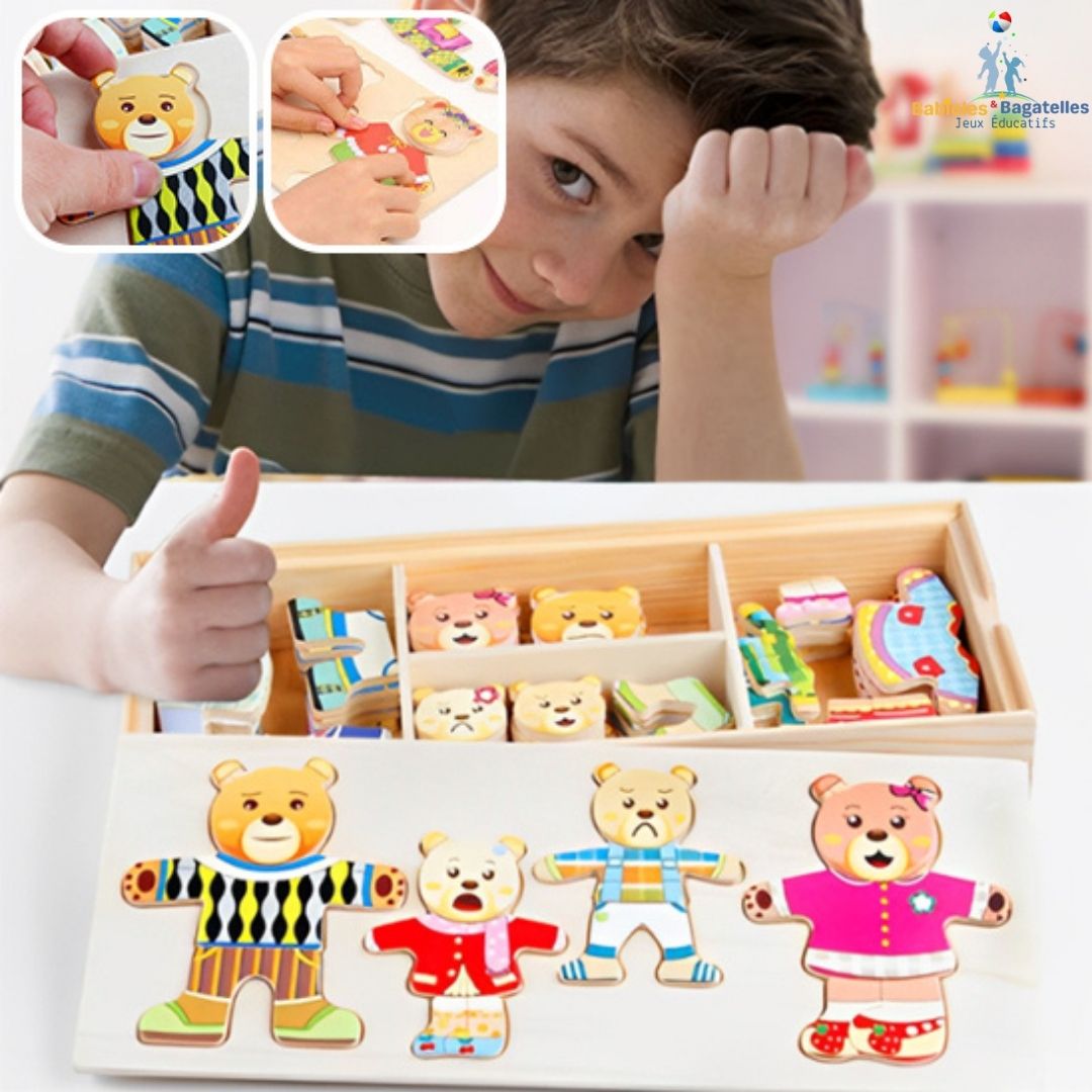 🎄🧩🧮Puzzle en bois éducatif amusant(1an à 4 ans) | puzzle en bois bébé Ourson™